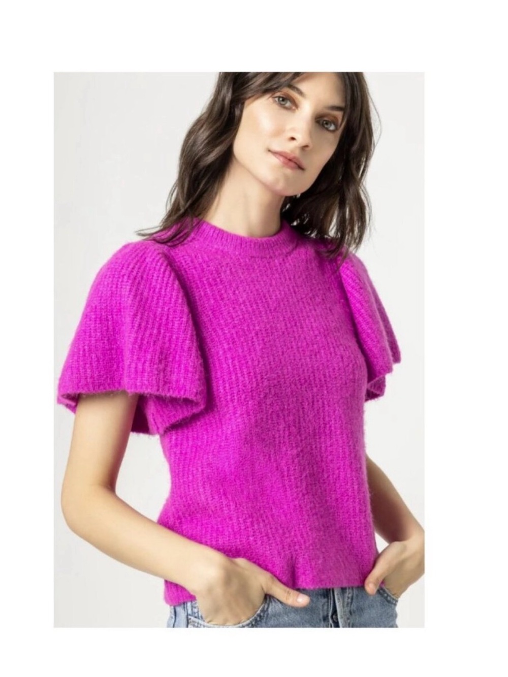 Lilla P Bright Fuchsia Short-Sleeve Knit Top